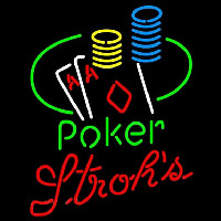 Strohs Poker Ace Coin Table Beer Sign Neontábla