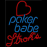 Strohs Poker Girl Heart Babe Beer Sign Neontábla