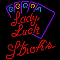 Strohs Poker Lady Luck Series Beer Sign Neontábla