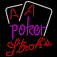 Strohs Purple Lettering Red Aces White Cards Poker Beer Sign Neontábla