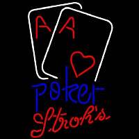 Strohs Purple Lettering Red Heart White Cards Poker Beer Sign Neontábla