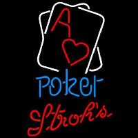 Strohs Rectangular Black Hear Ace Poker Beer Sign Neontábla