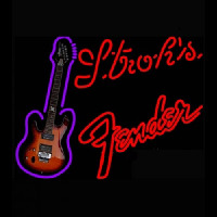 Strohs Red Fender Guitar Neontábla