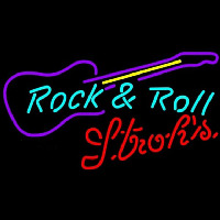 Strohs Rock N Roll Guitar Beer Sign Neontábla