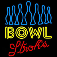 Strohs Ten Pin Bowling Beer Sign Neontábla