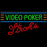 Strohs Video Poker Beer Sign Neontábla