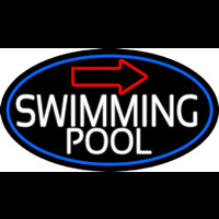 Swimming Pool With Arrow With Blue Border Neontábla