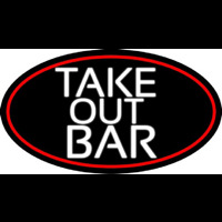 Take Out Bar Oval With Red Border Neontábla
