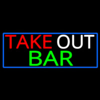 Take Out Bar With Blue Border Neontábla