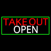 Take Out Open With Green Border Neontábla
