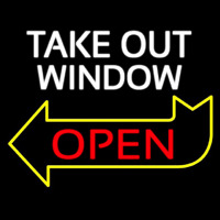 Take Out Window Left Yellow Open Arrow Neontábla