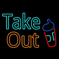 Take Out With Wine Glass Neontábla