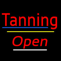 Tanning Open Yellow Line Neontábla
