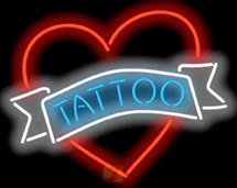 Tattoo with Heart Neontábla