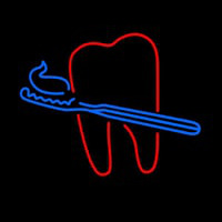 Teeth With Tooth Brush Dental Neontábla