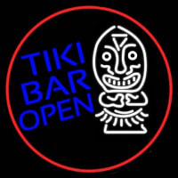 Tiki Bar Bamboo Hut Oval With Red Border Real Neon Glass Tube Neontábla