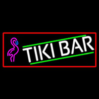 Tiki Bar Flamingo With Red Border Neontábla