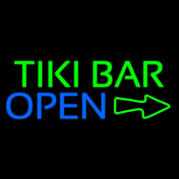 Tiki Bar Open With Arrow Neontábla