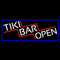 Tiki Bar Open With Blue Border Real Neon Glass Tube Neontábla