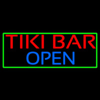 Tiki Bar Open With Green Border Neontábla