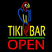 Tiki Bar With Parrot Open Neontábla