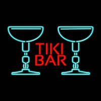 Tiki Bar with Two Martini Glasses Real Neon Glass Tube Neontábla