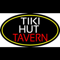 Tiki Hut Tavern Oval With Yellow Border Neontábla