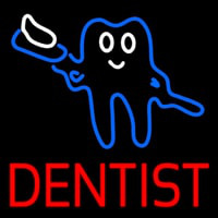 Tooth Logo With Brush Dentist Neontábla