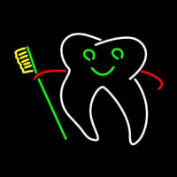 Tooth With Brush Logo Neontábla