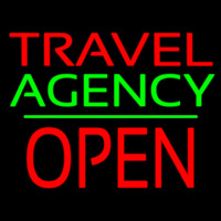 Travel Agency Open Block Green Line Neontábla