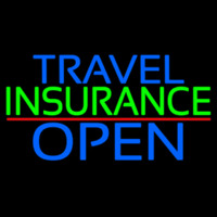 Travel Insurance Open Block Red Line Neontábla
