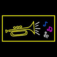 Trumpet Logo Rectangle Yellow Neontábla