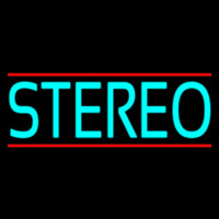 Turquoise Stereo Block Red Line Neontábla