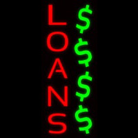 Vertical Red Loans Dollar Logo Neontábla