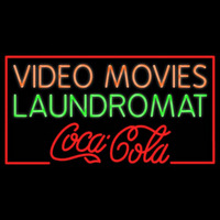 Video Movies Laundromat Coca Cola Real Neon Glass Tube Neontábla