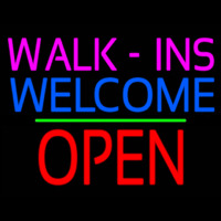 Walk Ins Welcome Block Open Green Line Neontábla