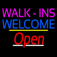 Walk Ins Welcome Open Yellow Line Neontábla