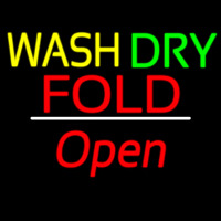 Wash Dry Fold Open White Line Neontábla