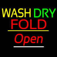 Wash Dry Fold Open Yellow Line Neontábla