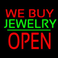 We Buy Jewelry Block Open Green Line Neontábla