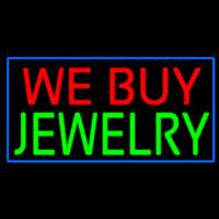 We Buy Jewelry Rectangle Blue Neontábla