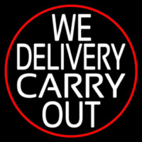 We Deliver Carry Out Oval With Red Border Neontábla