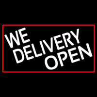 We Deliver Open With Red Border Neontábla
