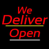 We Deliver Open Yellow Line Neontábla