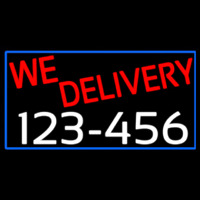 We Deliver Phone Number With Blue Border Neontábla