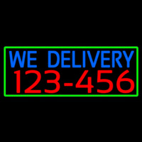 We Deliver Phone Number With Green Border Neontábla