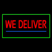 We Deliver Rectangle Green Neontábla