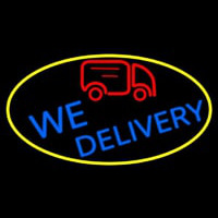 We Deliver Van Oval With Yellow Border Neontábla