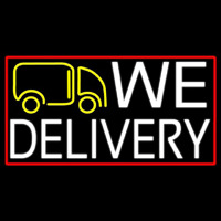 We Deliver Van With Red Border Neontábla