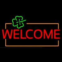 Welcome Orange Border Neontábla